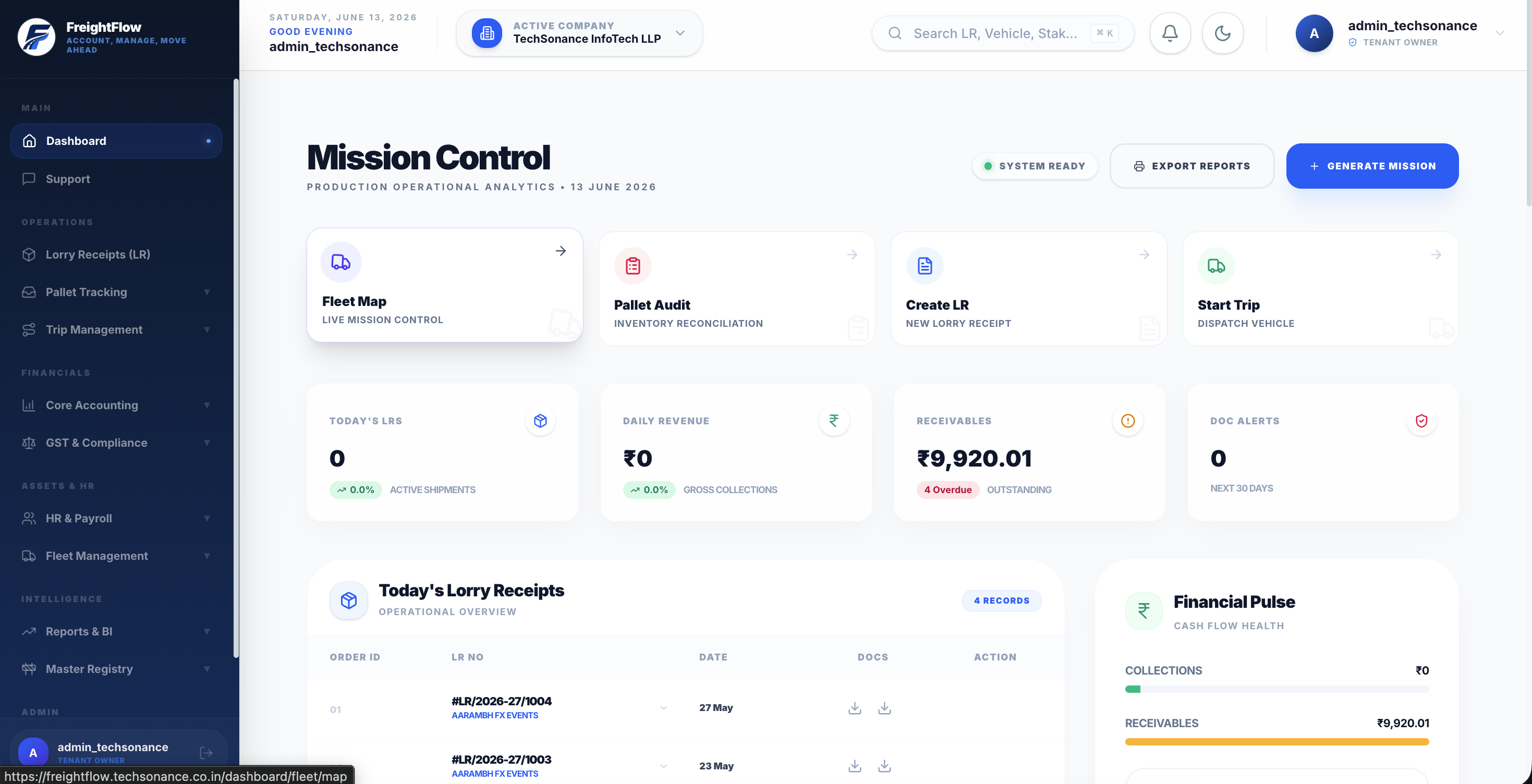 FreightFlow Dashboard